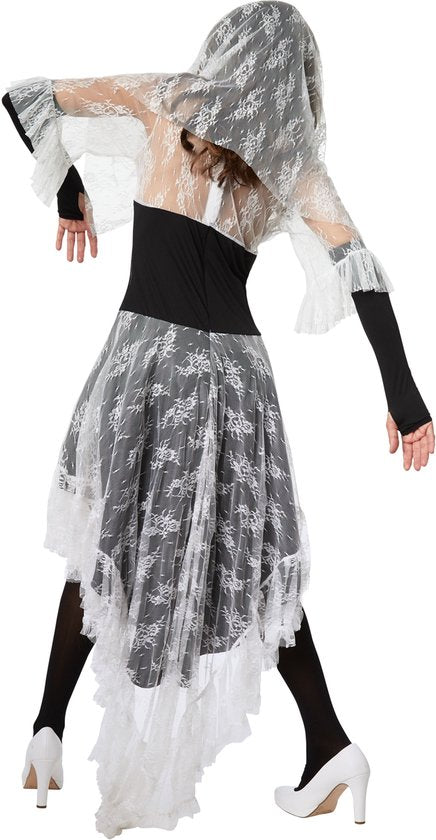 Dressforfun Griezelige skeletbruid XXL - verkleedkleding kostuum halloween verkleden feestkleding carnavalskleding carnaval feestkledij partykleding - 302009