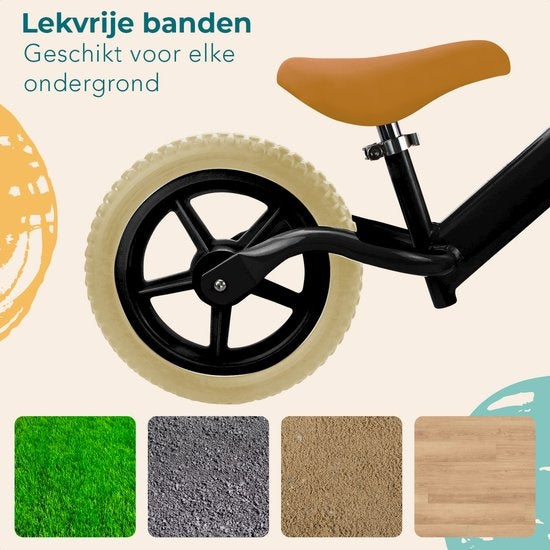LifeGoods KiddyCruiser Loopfiets - 2 jaar - Jongens en Meisjes - Balance Bike - Zwart