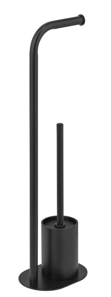WENKO Levante WC-Garnituur Zwart - Staand - RVS - 23 x 63 x 17 cm