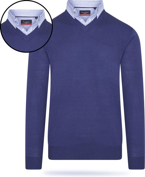 Pierre Cardin - Heren Sweaters Mock Pullover - Blauw - Maat L