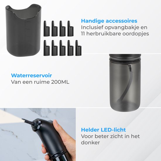 Nuvance Elektrische Oorreiniger - Oorsmeer Verwijderaar - Oorspuit - 9 Oordopjes - Oor Uitspuiten - Oorreiniging - Earcleaner