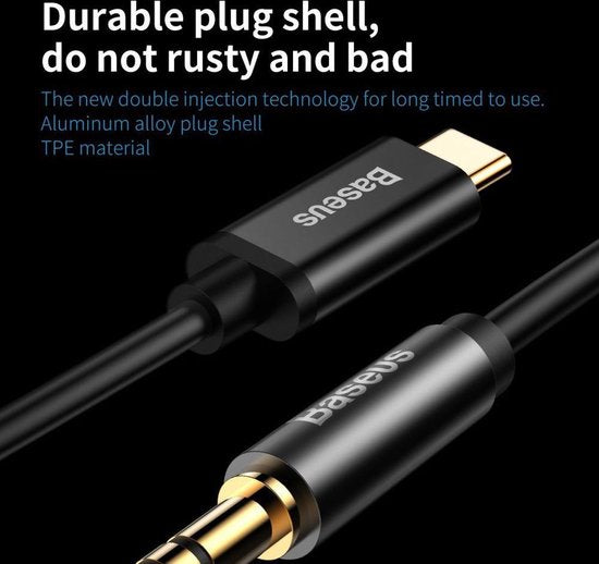 Baseus - Audio Kabel - Stereo - Mini Jack 3,5mm - USB-C - 120cm