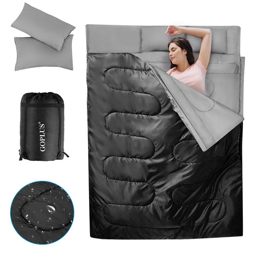 Coast Dubbele Slaapzak met 2 Kussens - 2 Persoons - met Draagtas - Waterdicht - 220 x 150 cm - Zwart