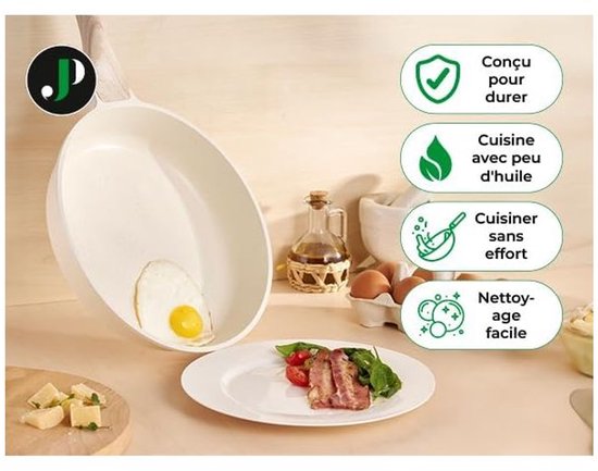Just Perfecto Pannenset - 21-delig - Antiaanbak - Inductie - Warmtebronnen - Beige graniet