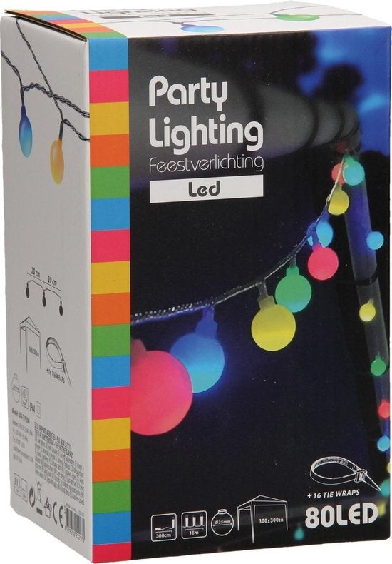 LED Multicolour Feestverlichting - 80 Lampjes - 16 Meter - IP44