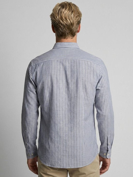 McGregor Overhemd Cotton Linen Strepen Indigo - Maat XL - Heren