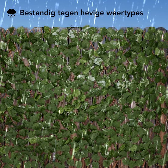 Brixy Kunsthaag – Uitschuifbaar – 180 x 90 cm – Kunstklimop – Kunstplanten Voor Buiten En Binnen – Namaak Plant – Kunst Klimop – Uittrekbaar – Tuinscherm – Balkonscherm