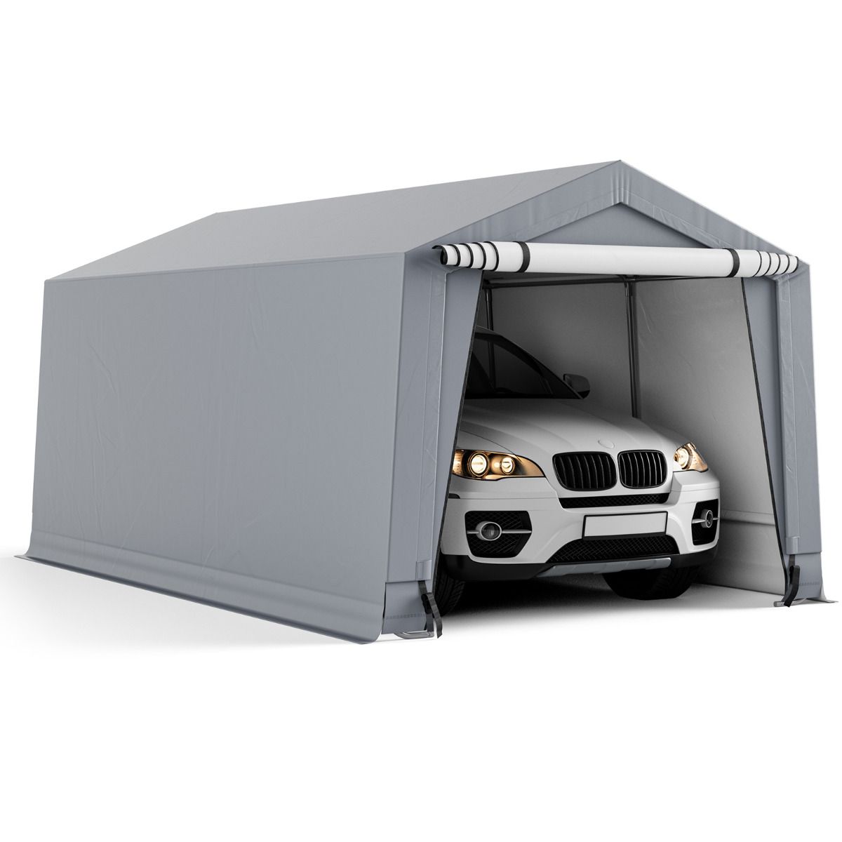 Coast Carport - Gegalvaniseerd Staalframe - 483 x 300 x 240 cm - Grijs