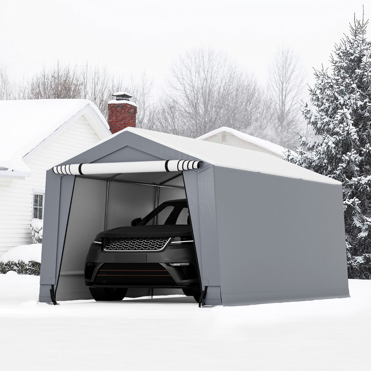 Coast Carport - Gegalvaniseerd Staalframe - 483 x 300 x 240 cm - Grijs