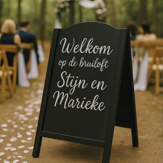 BRASQ Krijtstoepbord Elegance Zwart - 70x130 CM - Krijtbord - Reclamebord - Stoepbord - Dubbelzijdig - voor Binnen en Buiten - Horeca