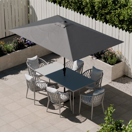 LifeGoods Parasol - Tuin - 268x178cm - 30° Kantelbaar - Waterdicht - UPF50+ - Donkergrijs