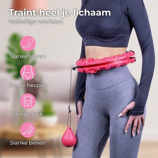 Nuvance - Verstelbare Fitness Hoelahoep met Gewicht - 24 + 5 Schakels - voor Volwassenen en Kinderen - Hoelahoeps - Smart Hoepel - Roze