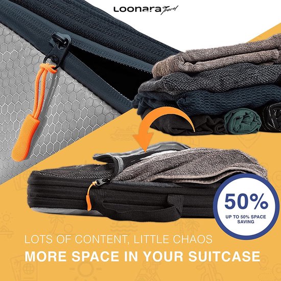 Packing Cubes met Compressie voor Koffer en Rugzak met Packing Bag, grijs