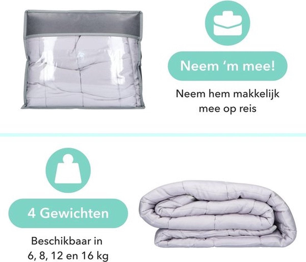 Litollo Verzwaringsdeken 10 kg met buitenhoes sterpatroon - Weighted Blanket - Duurzaam Bamboe Materiaal - Grijs - 150x200cm