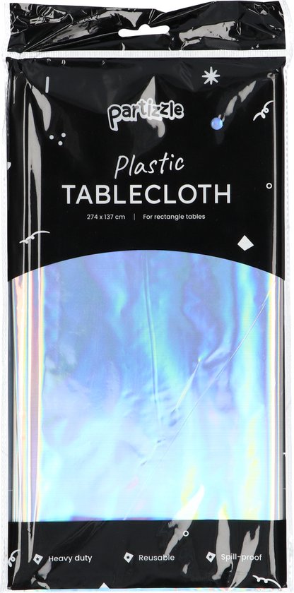 Partizzle 2x Plastic Wegwerp Tafelkleed - Unicorn Party Versiering - Zeemeermin Verjaardag - Holografisch Regenboog - 274 x 137 cm