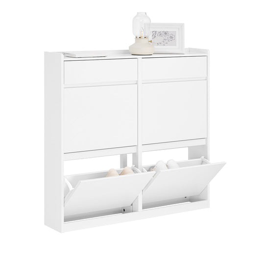 SoBuy Schoenenkast - FSR169-W - Incl. 4 kleppen - 98 x 95 x 19 cm - Wit