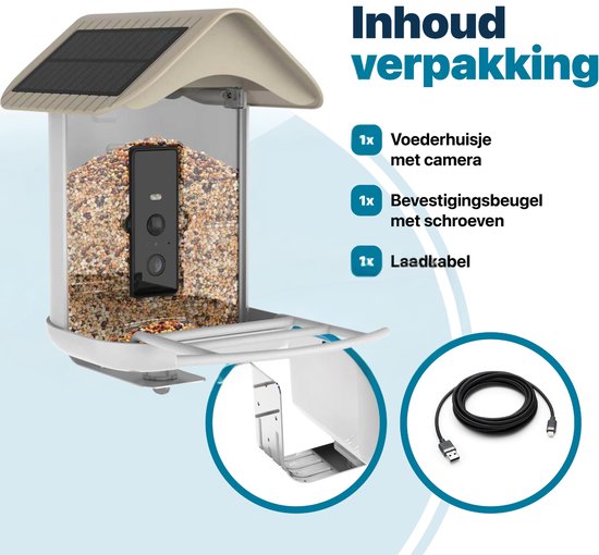 BOME Vogelvoederhuisje - 2K HD Camera - AI Vogelherkenning - Dubbel Zonnepaneel