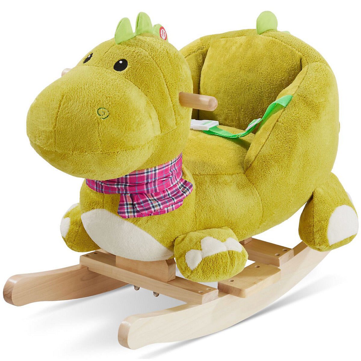 Tectake Schommelpaard Dinosaurus 50 cm - Hout/Pluche - Geluidseffect - Groen