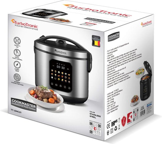 TurboTronic DMC21 Multicooker met 18 Kookprogramma's - Zwart