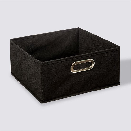 5Five Opbergmand/kastmand - zwart - linnen - 14 liter - 31 x 31 x 15 cm - Opbergbox - Vakkenkast manden