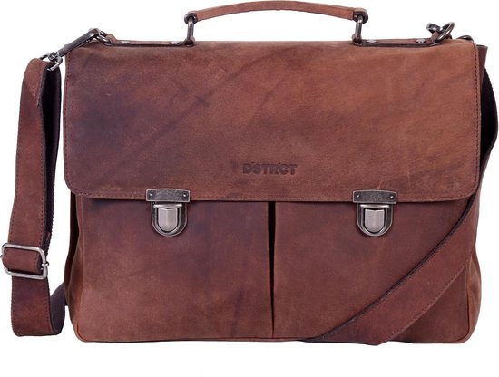 DSTRCT Wall Street A4 Laptoptas - 15,4 inch - Bruin