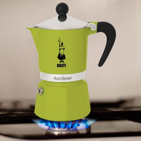 Bialetti Rainbow Percolator 1 Kops Groen – Espresso Maker – Aluminium – Italiaanse Koffiezetter – 60 ml