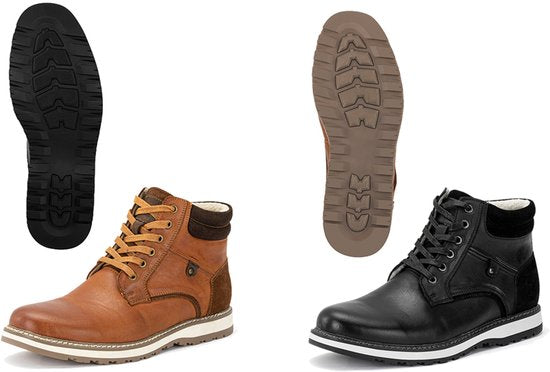 Milanoro - Elegante lederen herensneakers - Cognac - Maat 45