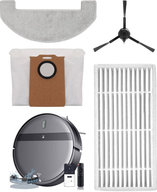 Skoov Robotstofzuiger Accessoireset – Incl. HEPA-filter, Dweildoek, Zijborstel & Opvangzak – Zwart
