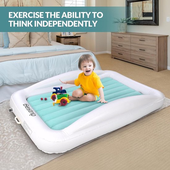 Kinderluchtbed met elektrische pomp en valbeveiliging - 2-in-1 kinderreisbed 157 x 96 x 30 cm