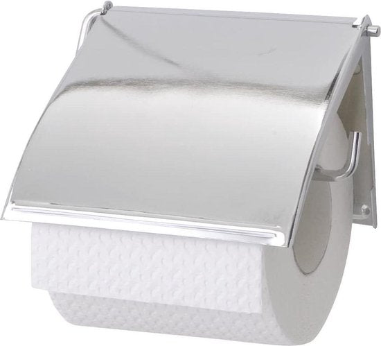 WENKO Toiletrolhouder Cover met klep chroom - WC rolhouder - Toiletpapierhouder