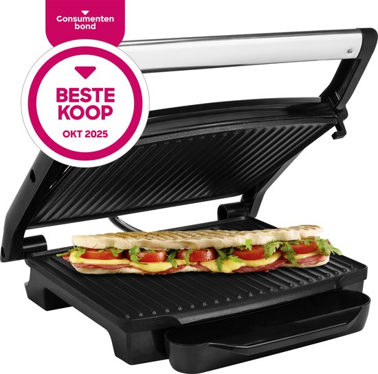 Princess Panini Grill 112415 - Contactgrill groot 30x24cm - Tosti apparaat - Grill apparaat - 2000W - Zwevende bovendeksel - Beste Koop Consumentengids Oktober 2025