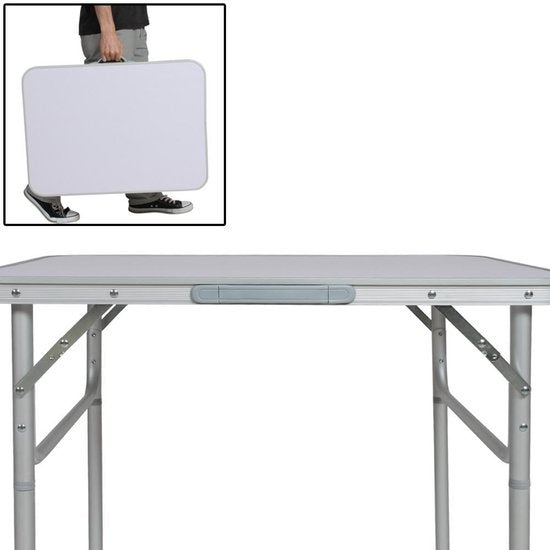 tectake® - Campingtafel opvouwbaar - Draagbare kampeertafel - Vouwtafel buiten - Inklapbare tafel - Weerbestendig - 75x55x68cm - Grijs