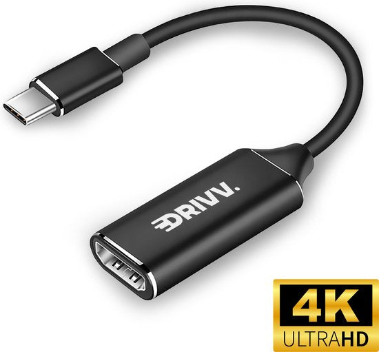 Drivv. USB C naar HDMI Adapter - Ondersteunt 4K 30Hz - Converter - Type C naar HDMI - Thunderbolt 3 - Zwart