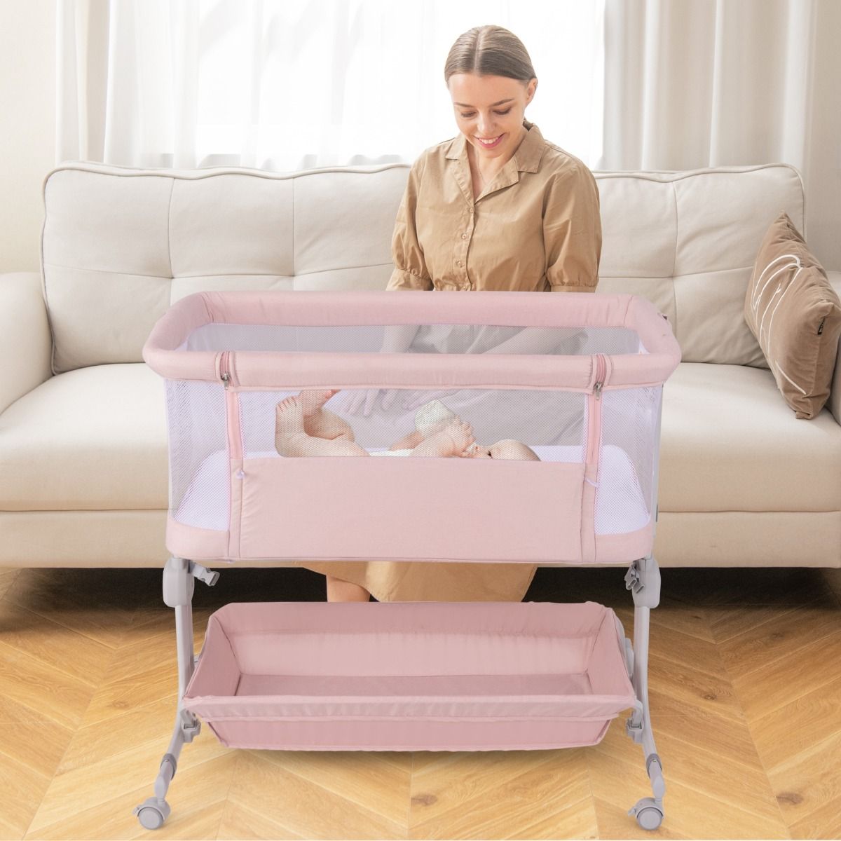 Coast 3-in-1 Babybed - verstelbare hoogte - opvouwbaar reisbed met matras - grijs