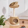 Yaheetech Krabpaal met Kattenmand en Kattenhuis - Beige - 40 x 40 x 75 cm