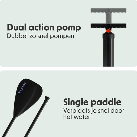 LifeGoods SUP Board Allround Compact - met Zitje - 100 KG Draagkracht - 300 x 76 cm - Opblaasbaar - Compleet SUP pakket - Paars