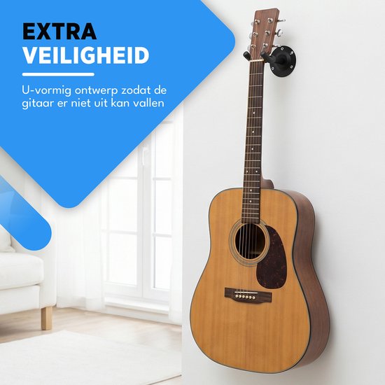 Finesse Gitaar Muurbeugel - met Plectrums - Wandbeugel - Gitaarstandaard