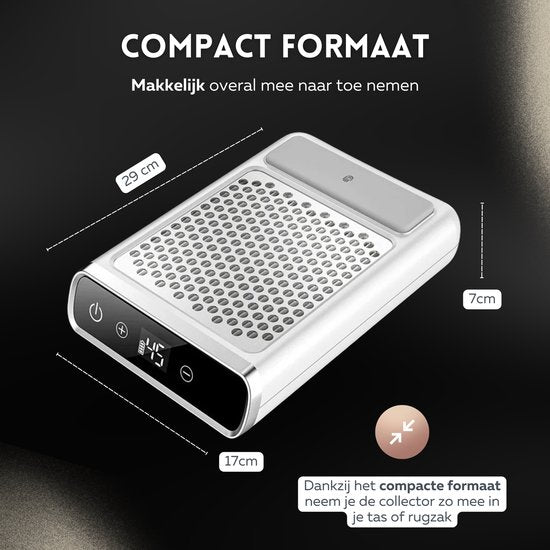 Beeperfect® Nail Dust Collector - Stofafzuiger Manicure - Nagelstofafzuiger - Herbruikbaar Filter - Stil in Gebruik - Draadloos en Oplaadbaar