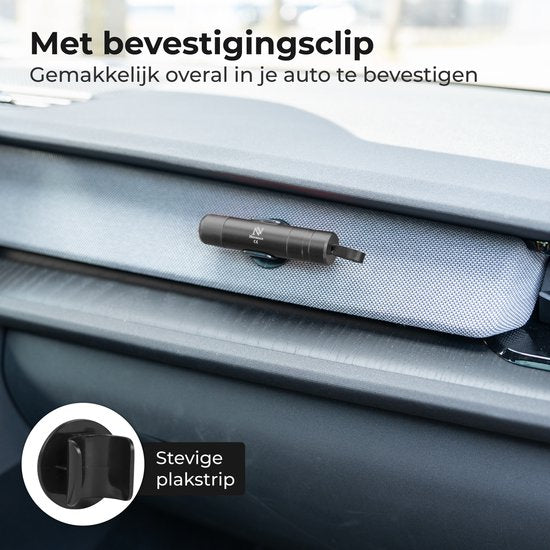 Nuvance Veiligheidshamer - Noodhamer - Incl. Zelfklevende Houder en Testglas - Gordelsnijder - Auto Hamer - Veilig Onderweg - Zwart