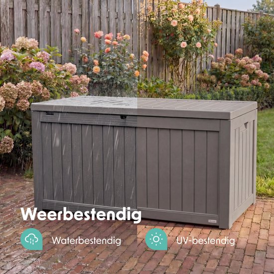 LifeGoods Opbergbox - 870L - Kussenbox - Waterdicht - Tuinkussenbox - Roestvrij - Tuinbox - 146.5x81.5x85.6 cm - Grijs