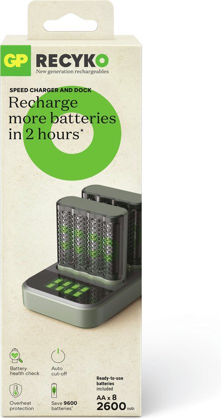 GP ReCyko M451D - snelle batterijlader AA/AAA + oplaadbare batterijen 8xAA 2600mAh + docking station