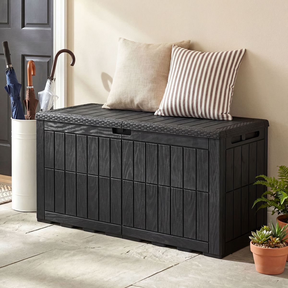 Coast Tuin opbergbox - 380L inhoud - 2-in-1 bank en kussenbox - zwart