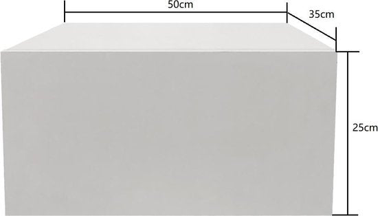 Zwevend nachtkasje - hangend halkastje - met lade - 50 cm breed - wit
