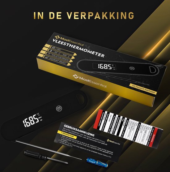 MostEssential Vleesthermometer -  350 °C - Ultimate Edition - Zwart