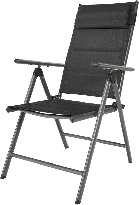 AXI Mack Campingstoel – Standenstoel – Antraciet & zwart – Ventilerend en weerbestendig – 120 kg draagvermogen – Verstelbare standen en inklapbaar – Comfortabele klapstoel – Lichtgewicht