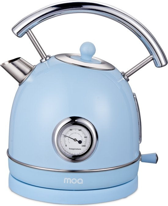 MOA Waterkoker Retro - 1.8L - RVS - BPA vrij - 2200W - 21.30x21.40x28.60 cm - Pastel blauw