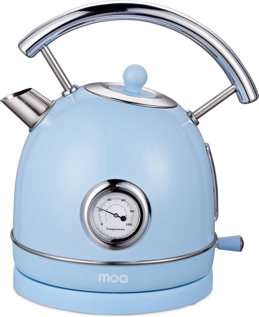 MOA Waterkoker Retro - 1.8L - RVS - BPA vrij - 2200W - 21.30x21.40x28.60 cm - Pastel blauw