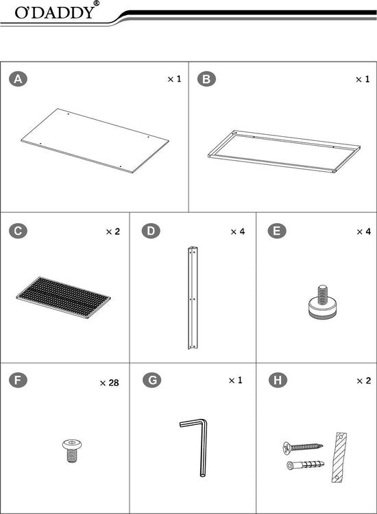 O'DADDY® Wandtafel - Sidetable Industrieel - met 2 gaasplanken - Bijzettafel 60x30x60 cm - Haltafel - kleur zwart / donkergrijs