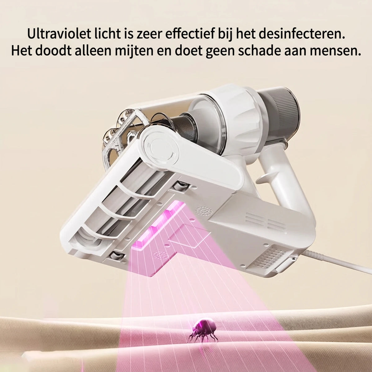 Ochama Matrasstofzuiger met UV-C-licht en Warme Lucht - 12 kPa Zuigkracht - 300 W - 24 x 23,5 cm - Wit