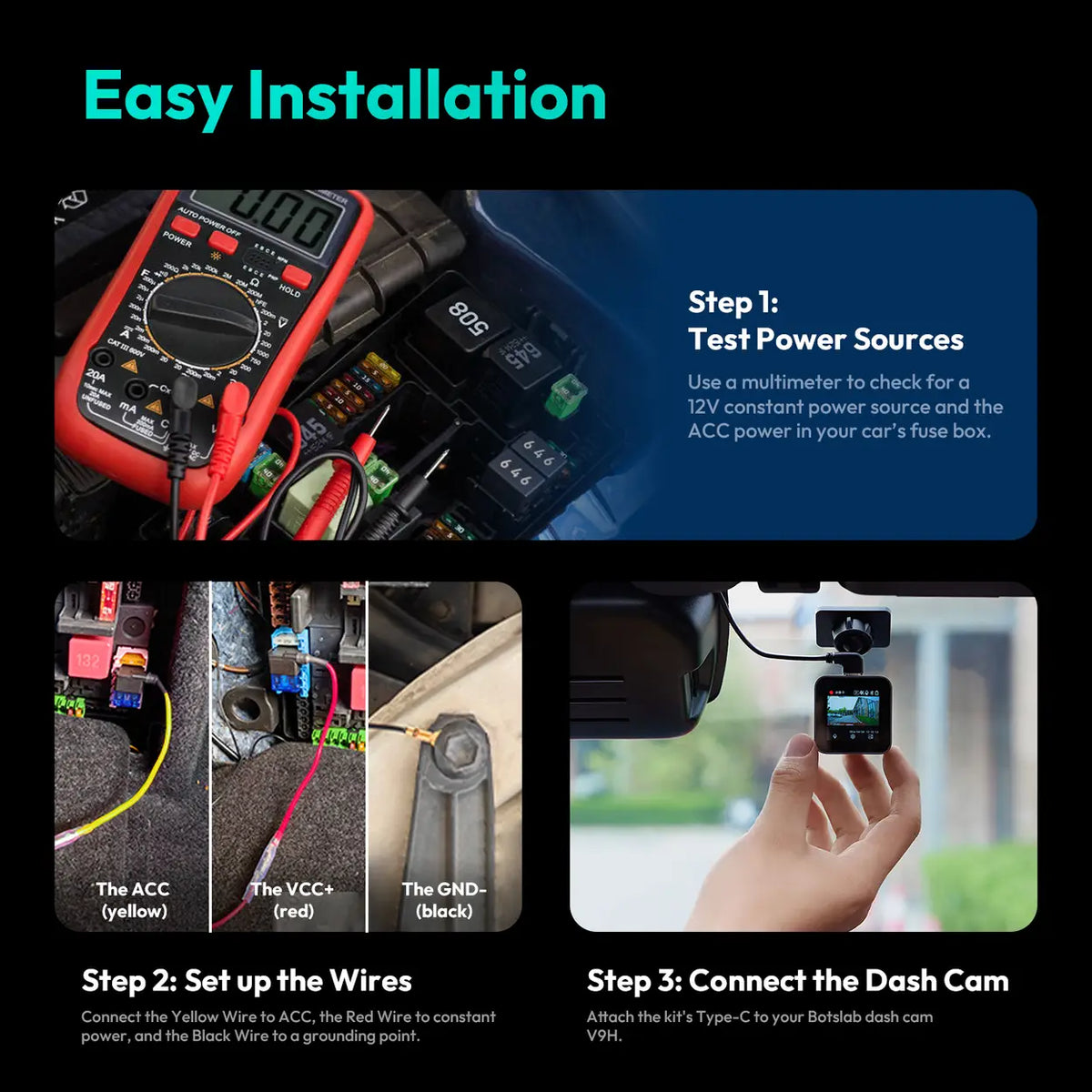 Botslab Dashcam Hardwire Kit - USB-C - G980H-serie